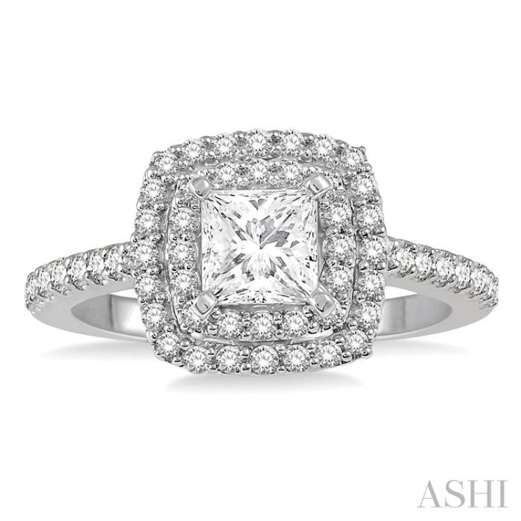 Princess Shape Halo Diamond Engagement Ring