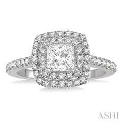 Princess Shape Halo Diamond Engagement Ring