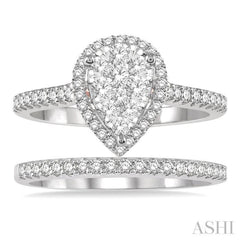 Pear Shape Halo Lovebright Diamond Wedding Set