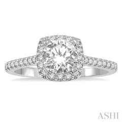 Round Shape Semi-Mount Halo Diamond Engagement Ring