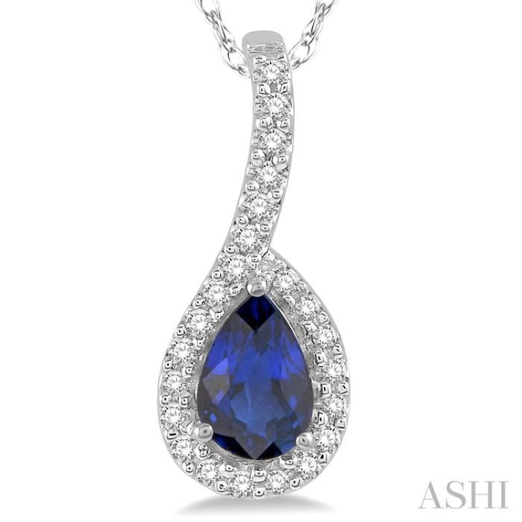 Pear Shape Gemstone & Halo Diamond Pendant