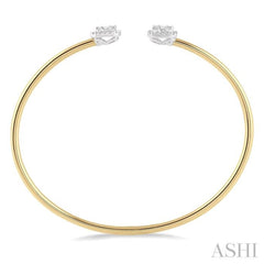 5/8 Ctw Emerald Shape Lovebright Open Cuff Diamond Bangle in 14K Yellow and White Gold
