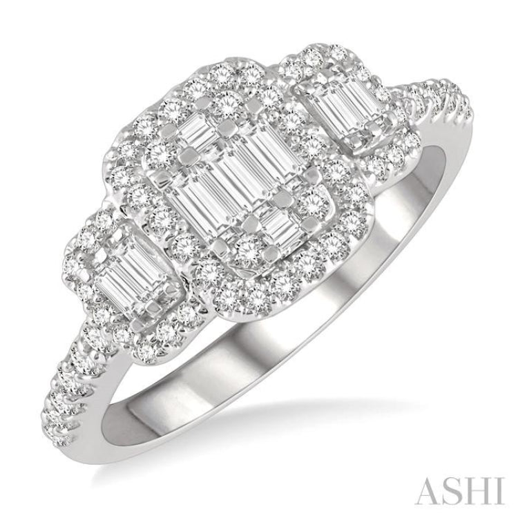 Past Present & Future Halo Fusion Diamond Engagement Ring