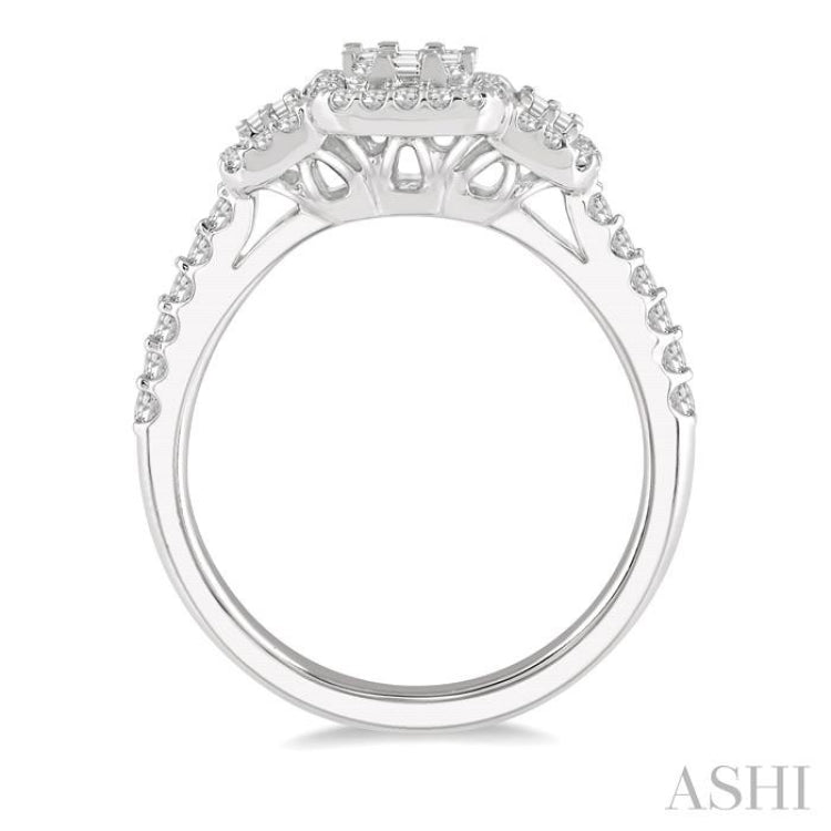 Past Present & Future Halo Fusion Diamond Engagement Ring