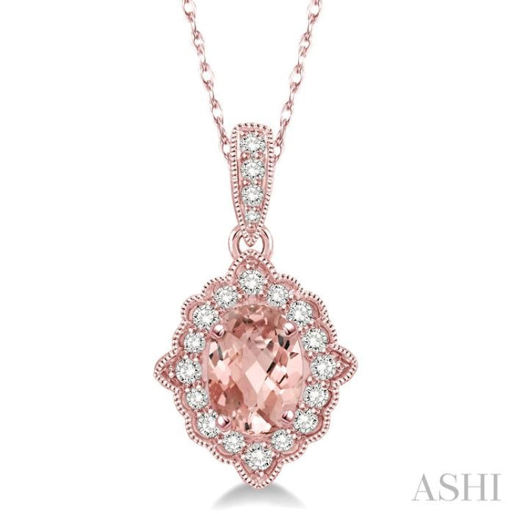 Oval Shape Gemstone & Halo Diamond Pendant