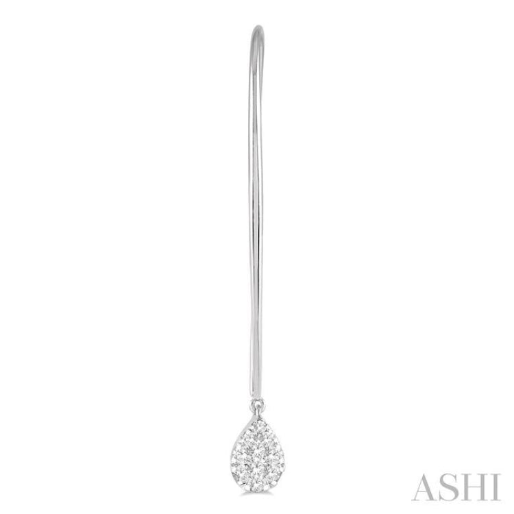 1/2 Ctw Pear Shape Dangler Lovebright Round Cut Diamond Earring in 14K White Gold