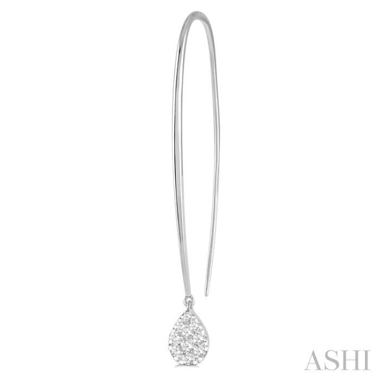 1/2 Ctw Pear Shape Dangler Lovebright Round Cut Diamond Earring in 14K White Gold