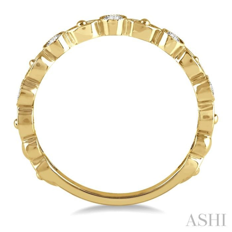 1/5 Ctw Lattice Marquise & Circular Mount Round Cut Diamond Stackable Band in 14K Yellow Gold