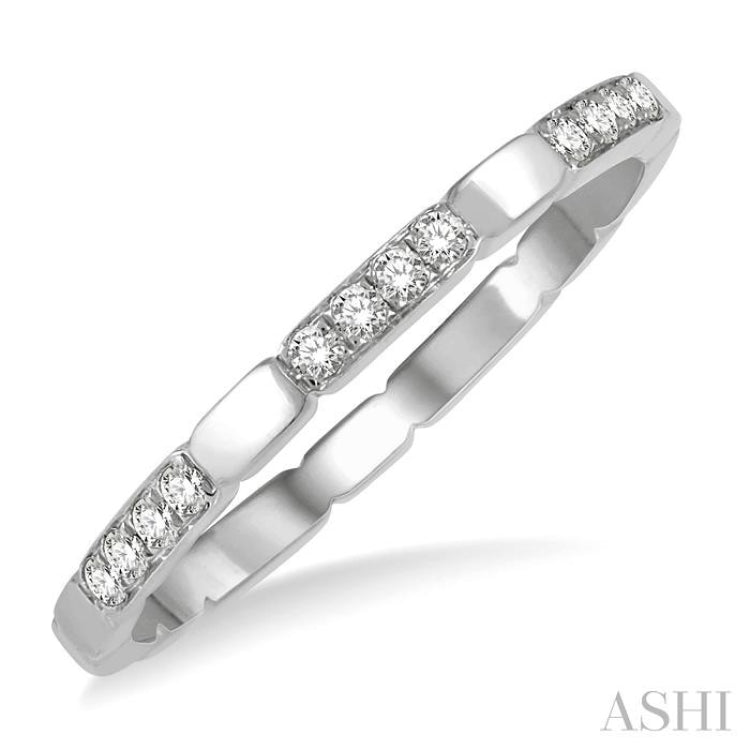 1/10 Ctw Round Cut Diamond Block Stackable Ring in 14K White Gold