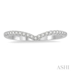 1/10 Ctw Chevron Center Round Cut Diamond Wedding Band in 14K White Gold