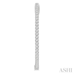 1 ctw Inside-Out Round Cut Diamond Oval Shape Hoop Earrings in 14K White Gold