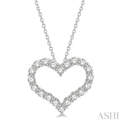 2 Ctw Heart Shape Round Cut Diamond Pendant With Chain in 14K White Gold