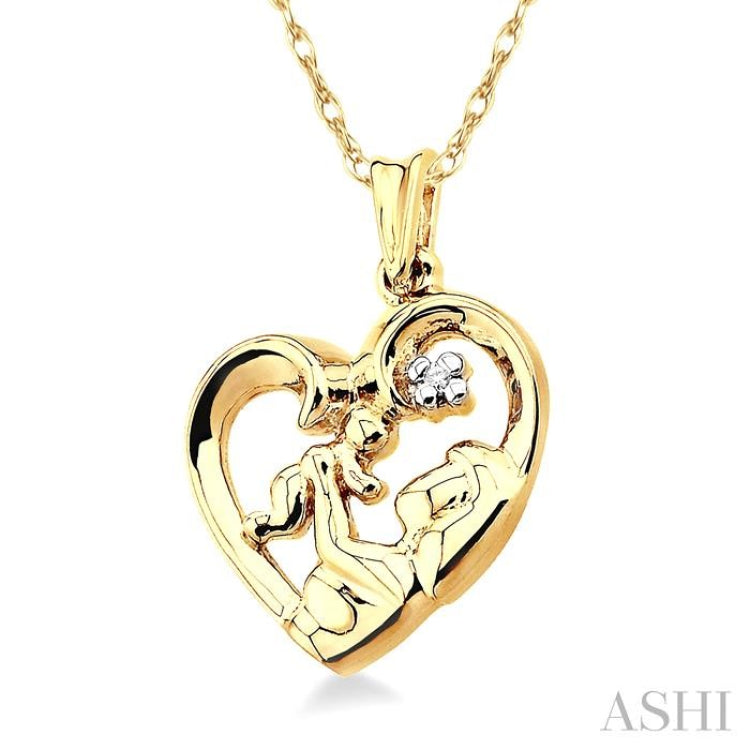 Heart Shape Mom & Child Diamond Fashion Pendant