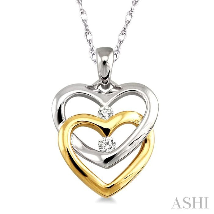 Twin Heart Shape 2 Stone Diamond Pendant