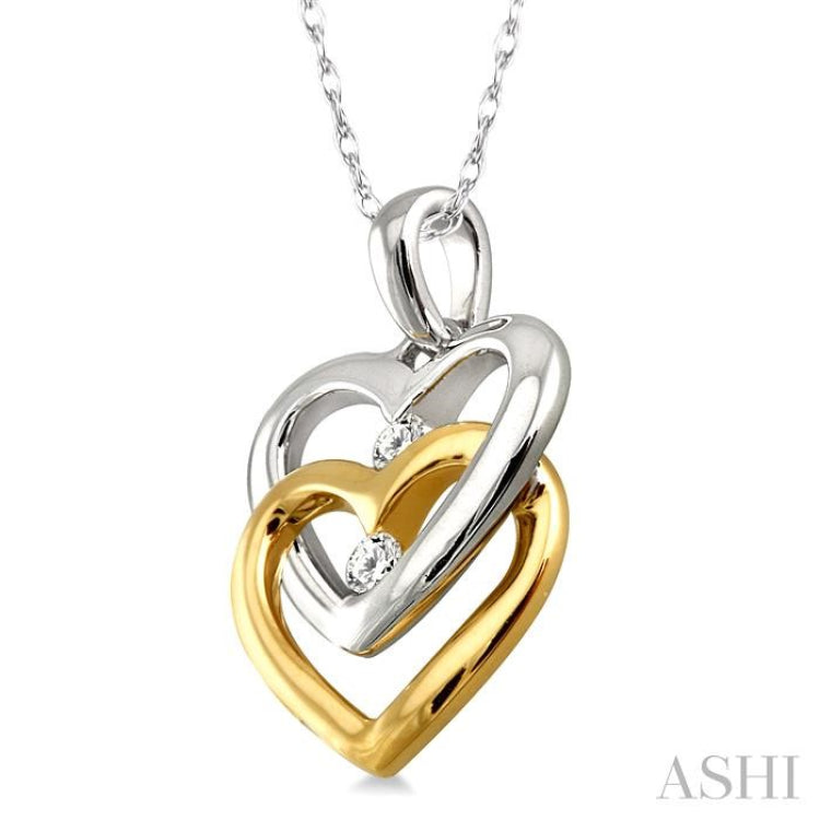 Twin Heart Shape 2 Stone Diamond Pendant