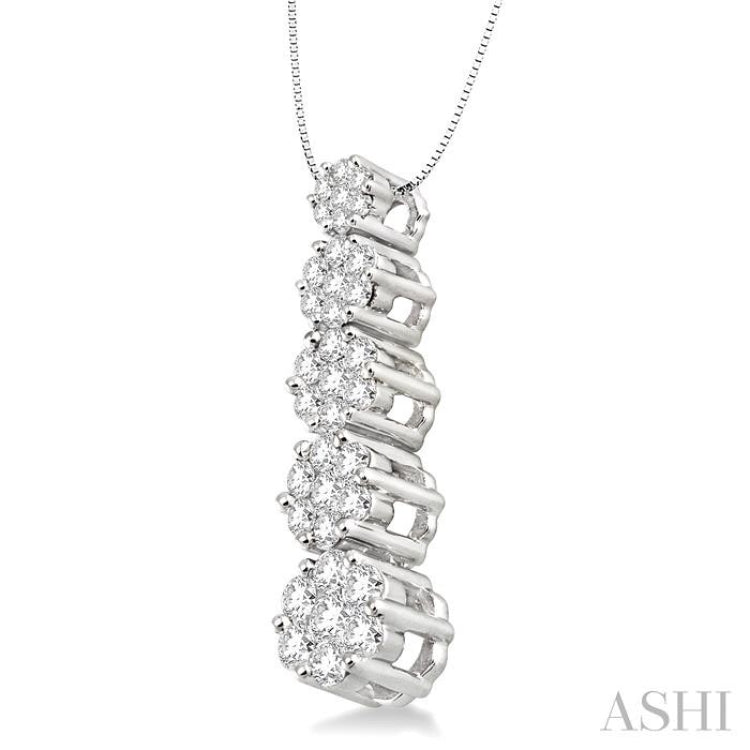 Round Shape Journey Cluster Diamond Pendant