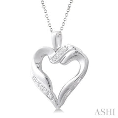 1/20 Ctw Round Cut Diamond Heart Pendant in Sterling Silver with Chain