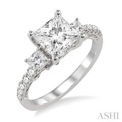 Princess Shape Semi-Mount Diamond Engagement Ring