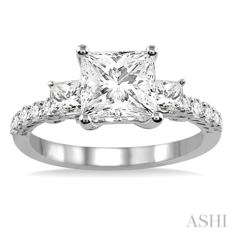 Princess Shape Semi-Mount Diamond Engagement Ring