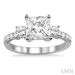 Princess Shape Semi-Mount Diamond Engagement Ring