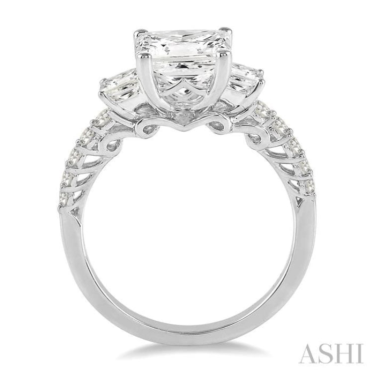 Princess Shape Semi-Mount Diamond Engagement Ring