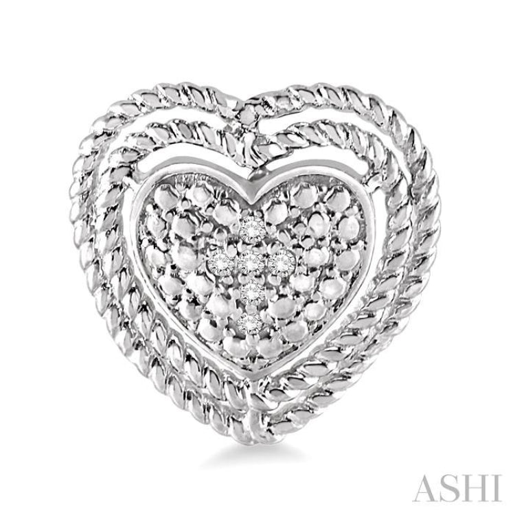1/20 ctw Single Cut Diamond Heart Earrings in Sterling Silver