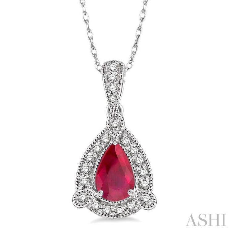 Pear Shape Gemstone & Halo Diamond Pendant