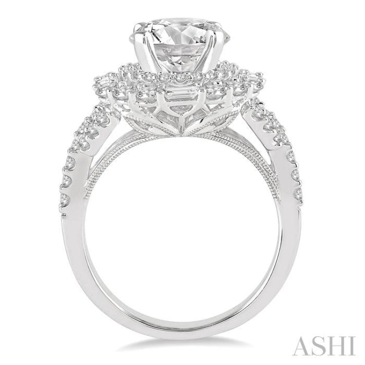 Round Shape Semi-Mount Halo Diamond Engagement Ring