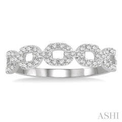 1/4 Ctw Box Chain Link Round Cut Diamond Ladies Band in 14K White Gold