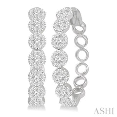2 Ctw Lovebright Round Cut Diamond Hoop Earrings in 14K White Gold