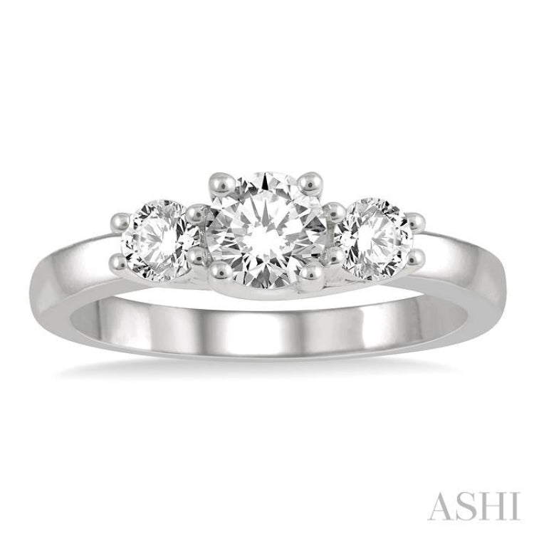 Round Shape Past Present & Future Diamond Engagement Ring