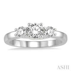 Round Shape Past Present & Future Diamond Engagement Ring