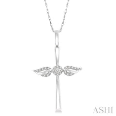 Angel Wings Cross Petite Diamond Pendant