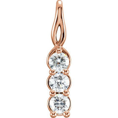 14K White 9/10 CTW Natural Diamond Three-Stone Pendant