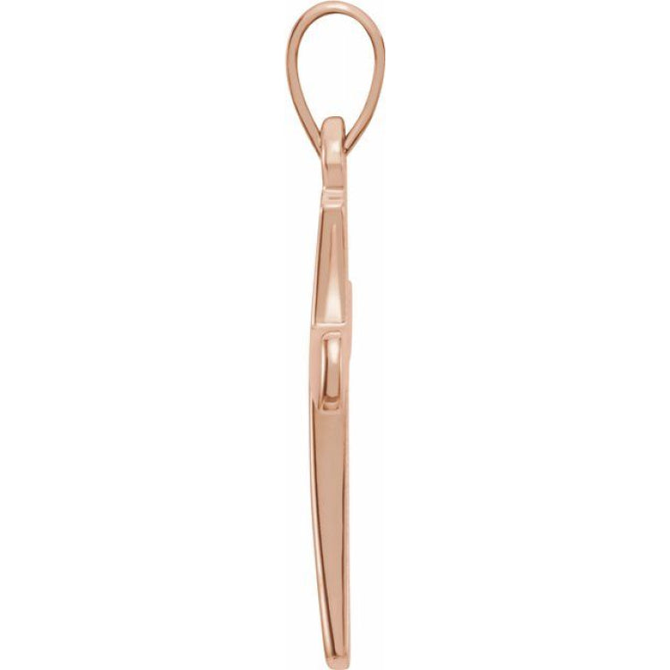 14K Rose Cross Pendant