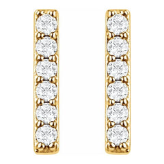 14K Yellow 1/10 CTW Natural Diamond Bar Earrings