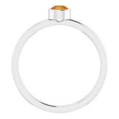 Rhodium-Plated Sterling Silver 4 mm Imitation Citrine Ring