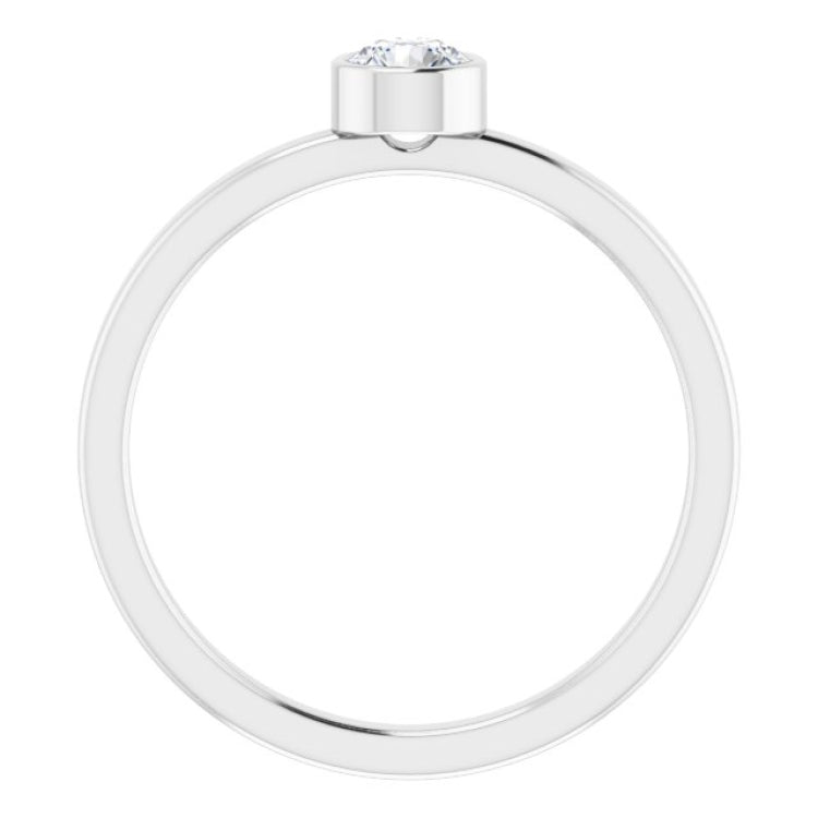14K White 4 mm Natural Diamond Ring