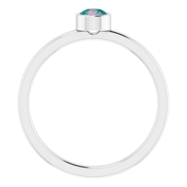 14K White 4 mm Lab-Grown Alexandrite Ring