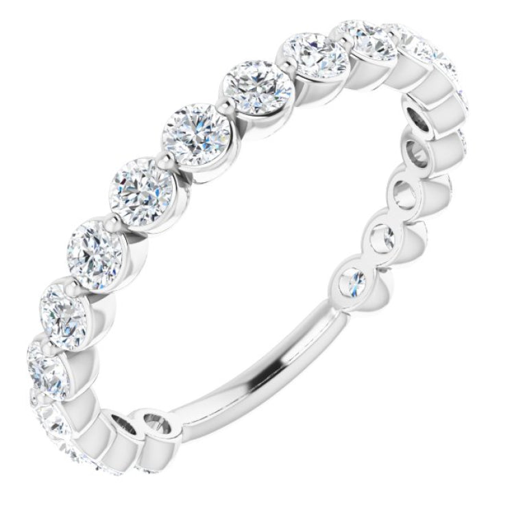 14K White 1 1/6 CTW Natural Diamond Anniversary Band