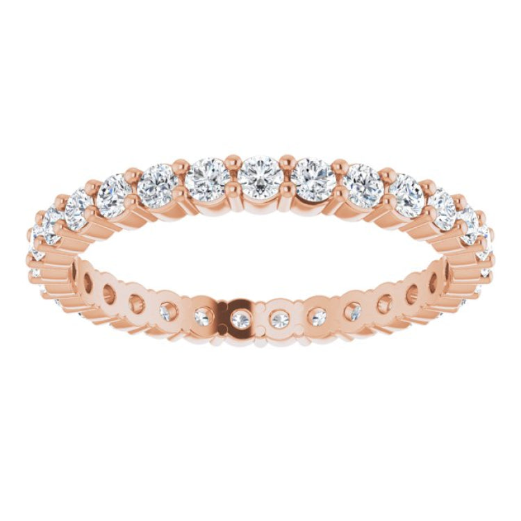14K Rose 3/4 CTW Natural Diamond Eternity Band Size 6