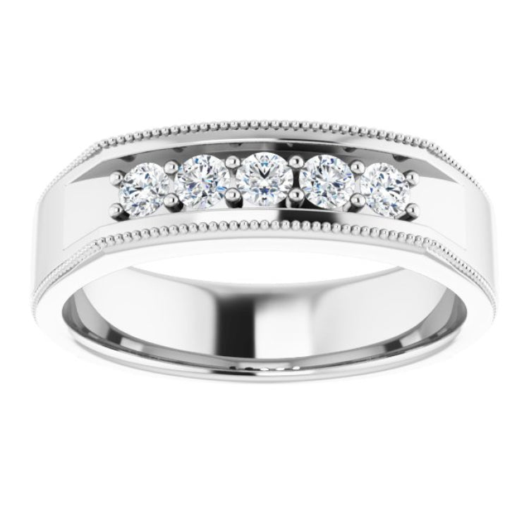14K White 1/3 CTW Natural Diamond Milgrain Band