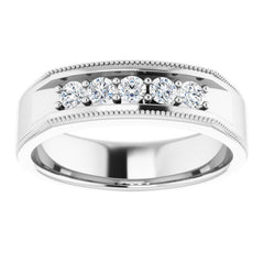 14K White 1/3 CTW Natural Diamond Milgrain Band