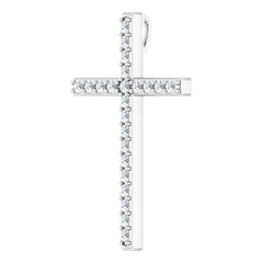 14K White 1/3 CTW Natural Diamond Cross Pendant