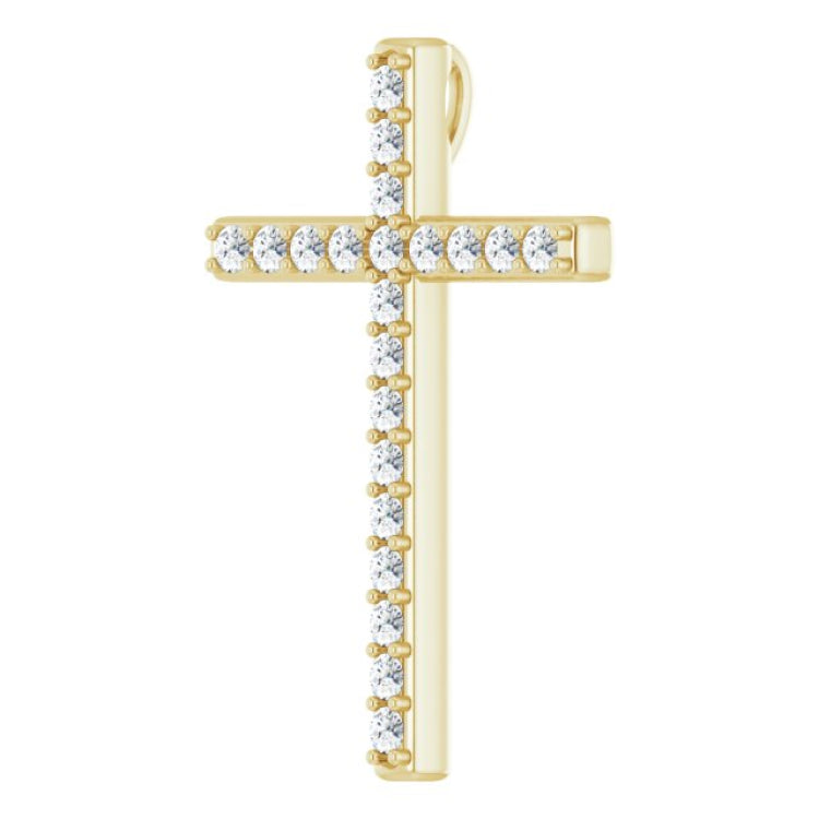 14K Yellow 1 CTW Natural Diamond Cross Pendant
