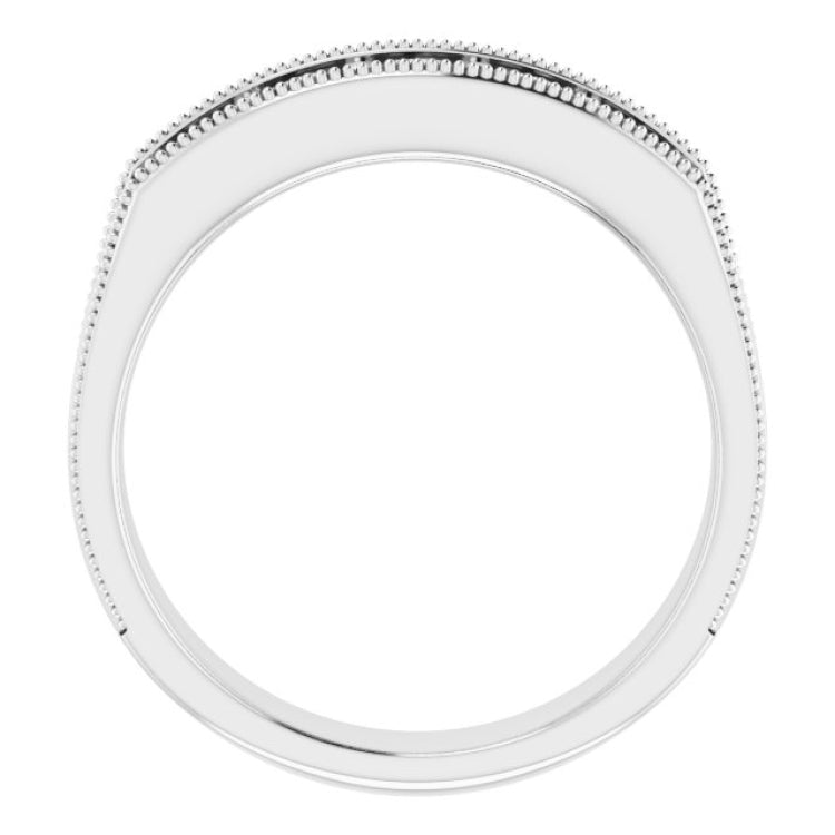 14K White 1 CTW Natural Diamond Milgrain Band