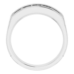 14K White 1 CTW Natural Diamond Milgrain Band