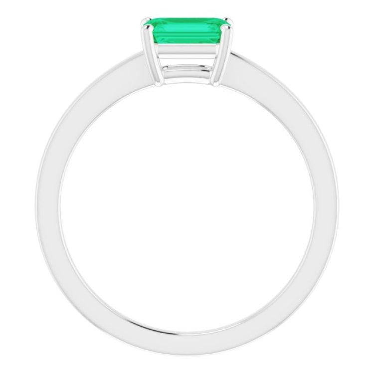 Platinum Lab-Grown Emerald Ring