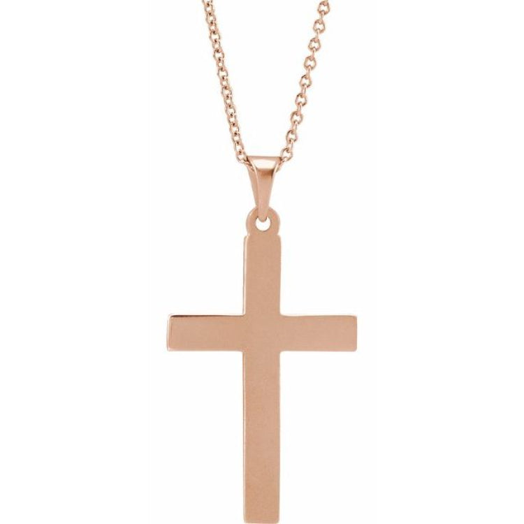 14K Rose Cross 18" Necklace