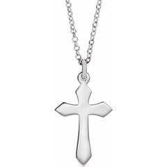 14K White Cross 18" Necklace